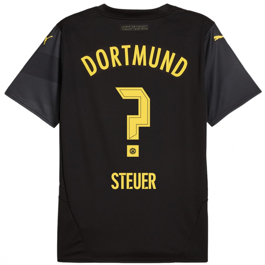 Hombre Fútbol Camiseta Etienne Steuer #0 Negro Amarillo 2ª Equipación 2024/25 Perú