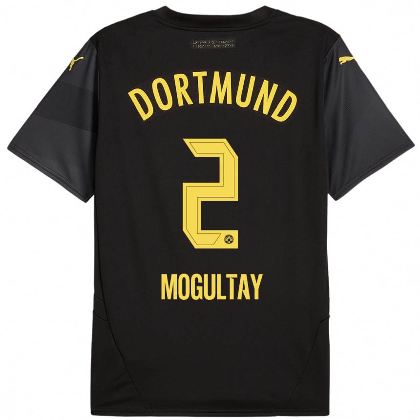 Hombre Fútbol Camiseta Baran Mogultay #2 Negro Amarillo 2ª Equipación 2024/25 Perú