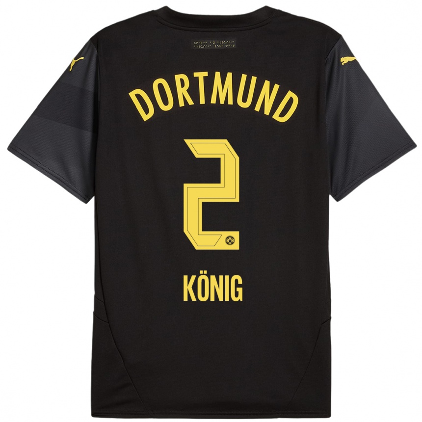 Hombre Fútbol Camiseta Niklas König #2 Negro Amarillo 2ª Equipación 2024/25 Perú