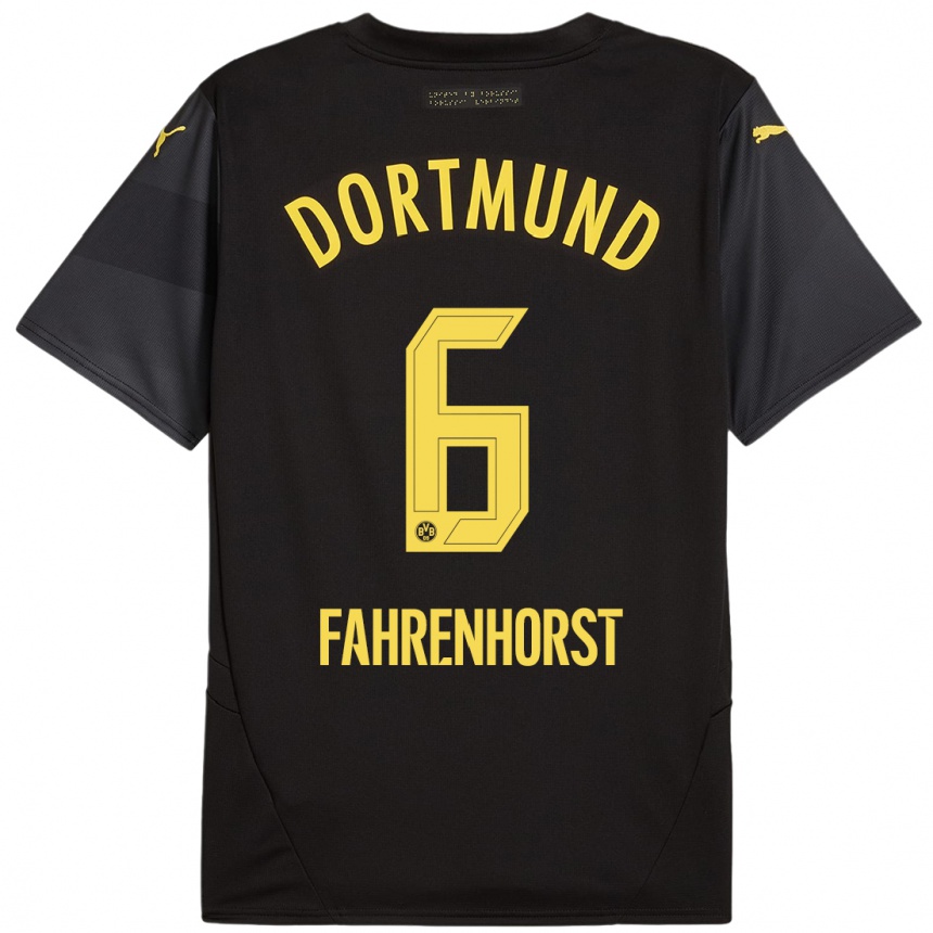 Hombre Fútbol Camiseta Luke Fahrenhorst #6 Negro Amarillo 2ª Equipación 2024/25 Perú