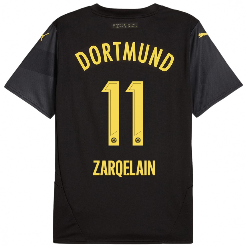 Hombre Fútbol Camiseta Fadi Zarqelain #11 Negro Amarillo 2ª Equipación 2024/25 Perú