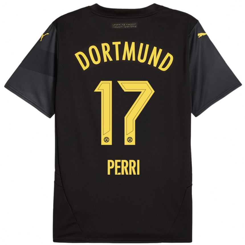 Hombre Fútbol Camiseta Luca Perri #17 Negro Amarillo 2ª Equipación 2024/25 Perú