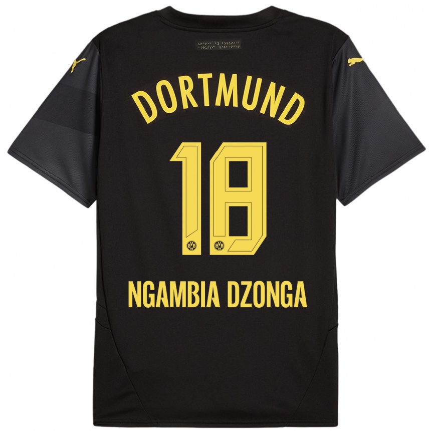 Hombre Fútbol Camiseta Diego Ngambia Dzonga #18 Negro Amarillo 2ª Equipación 2024/25 Perú