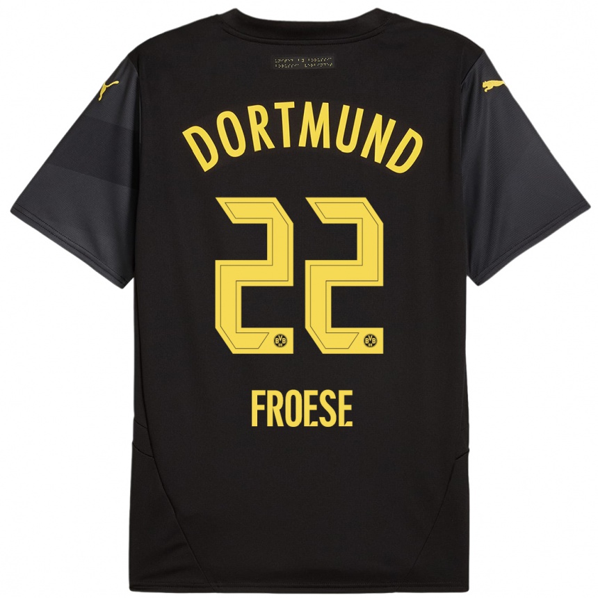 Hombre Fútbol Camiseta Julien Froese #22 Negro Amarillo 2ª Equipación 2024/25 Perú