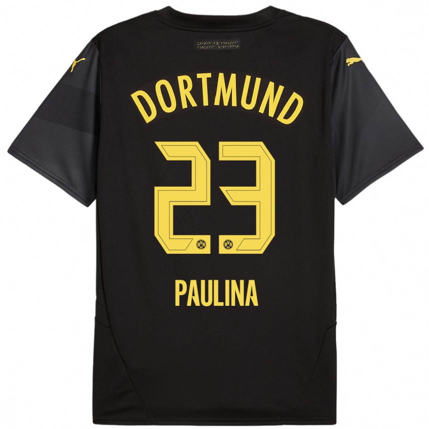 Hombre Fútbol Camiseta Jordi Paulina #23 Negro Amarillo 2ª Equipación 2024/25 Perú