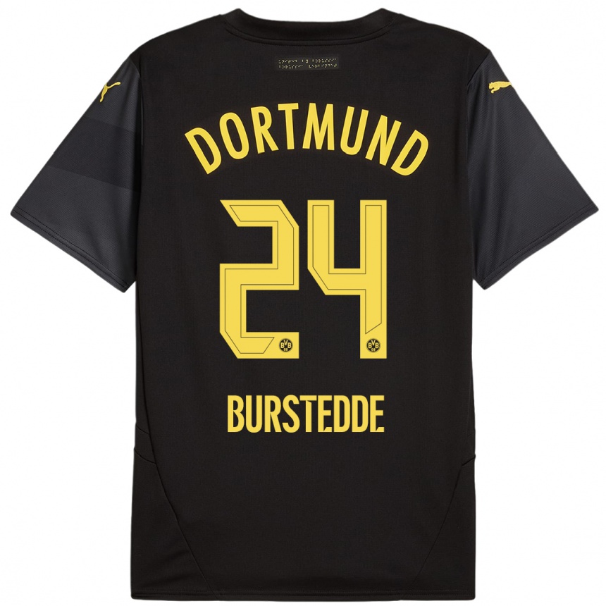 Hombre Fútbol Camiseta Joshua Burstedde #24 Negro Amarillo 2ª Equipación 2024/25 Perú