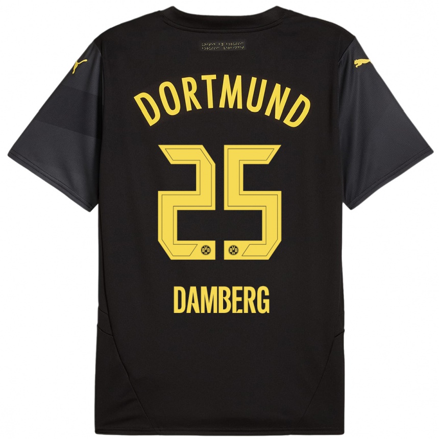 Hombre Fútbol Camiseta Niclas Damberg #25 Negro Amarillo 2ª Equipación 2024/25 Perú