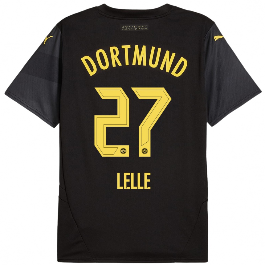 Hombre Fútbol Camiseta David Lelle #27 Negro Amarillo 2ª Equipación 2024/25 Perú