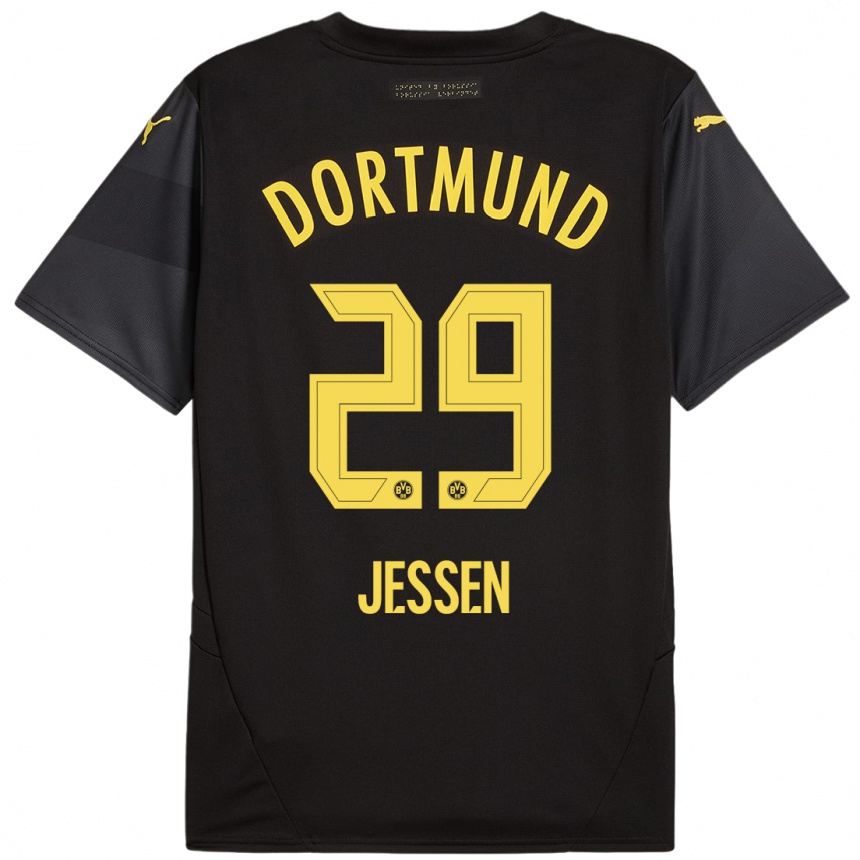 Hombre Fútbol Camiseta Niklas Jessen #29 Negro Amarillo 2ª Equipación 2024/25 Perú