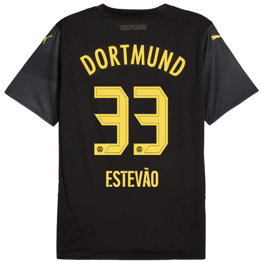 Hombre Fútbol Camiseta Tiago Estevão #33 Negro Amarillo 2ª Equipación 2024/25 Perú