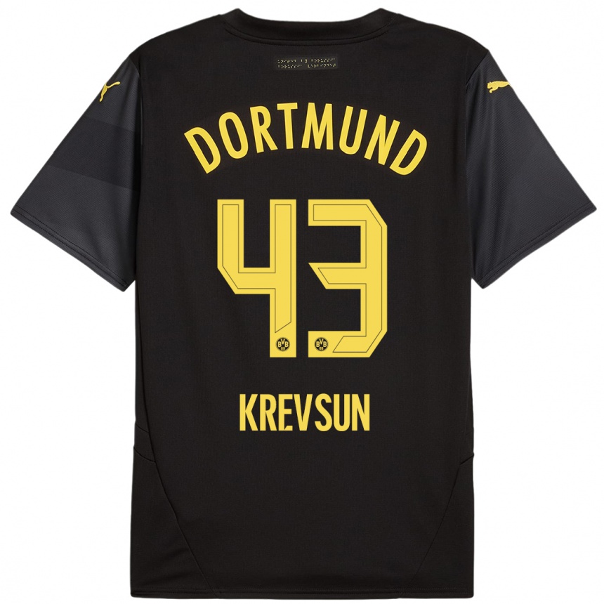 Hombre Fútbol Camiseta Danylo Krevsun #43 Negro Amarillo 2ª Equipación 2024/25 Perú