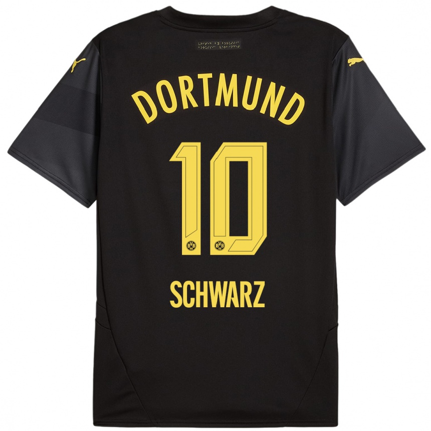 Hombre Fútbol Camiseta Oskar Schwarz #10 Negro Amarillo 2ª Equipación 2024/25 Perú