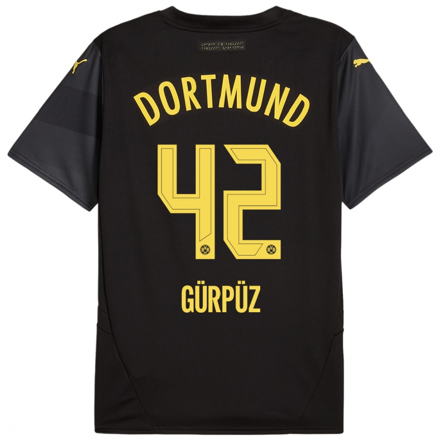 Hombre Fútbol Camiseta Goktan Gurpuz #42 Negro Amarillo 2ª Equipación 2024/25 Perú