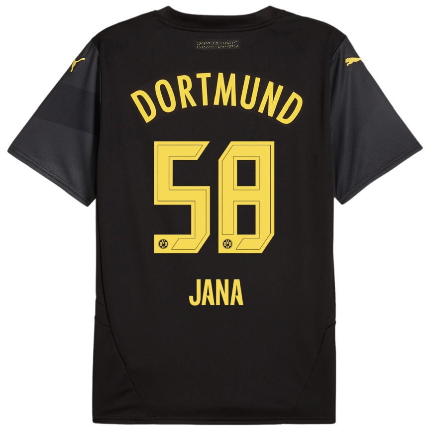 Hombre Fútbol Camiseta Nordberg Jana #58 Negro Amarillo 2ª Equipación 2024/25 Perú