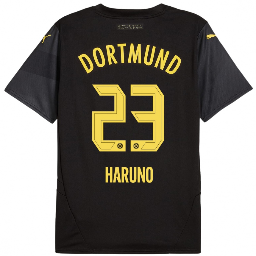 Hombre Fútbol Camiseta Sasaki Haruno #23 Negro Amarillo 2ª Equipación 2024/25 Perú