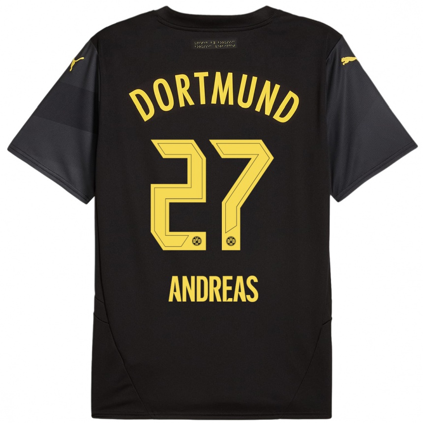 Hombre Fútbol Camiseta Kuno Andreas #27 Negro Amarillo 2ª Equipación 2024/25 Perú