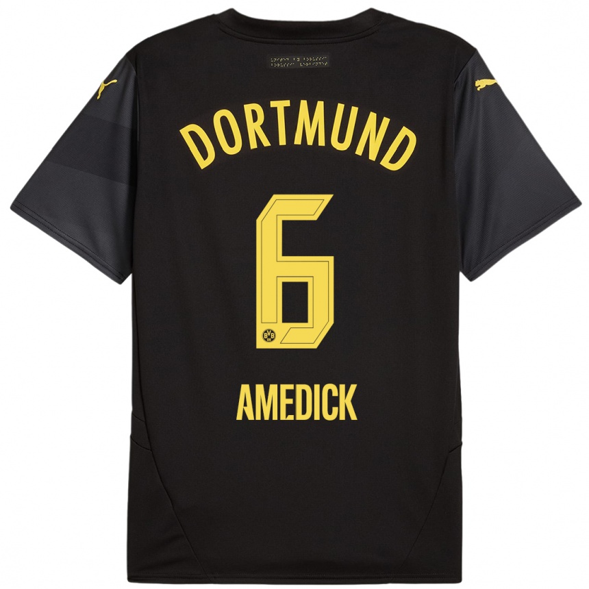 Hombre Fútbol Camiseta Maik Amedick #6 Negro Amarillo 2ª Equipación 2024/25 Perú