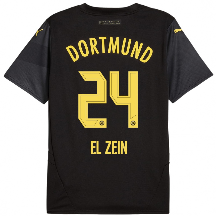 Hombre Fútbol Camiseta Abu-Bekir Omer El-Zein #24 Negro Amarillo 2ª Equipación 2024/25 Perú