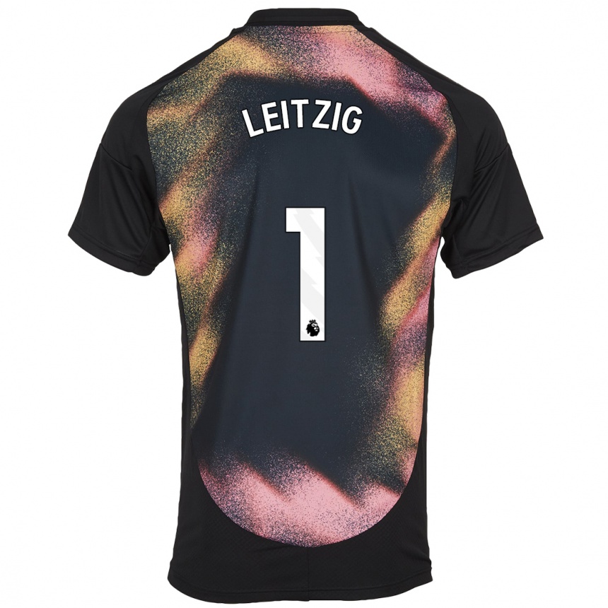 Hombre Fútbol Camiseta Janina Leitzig #1 Negro Blanco 2ª Equipación 2024/25 Perú