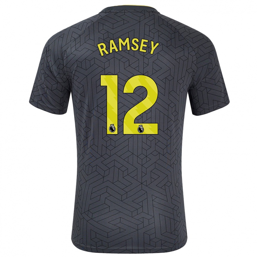 Hombre Fútbol Camiseta Emily Ramsey #12 Negro Amarillo 2ª Equipación 2024/25 Perú