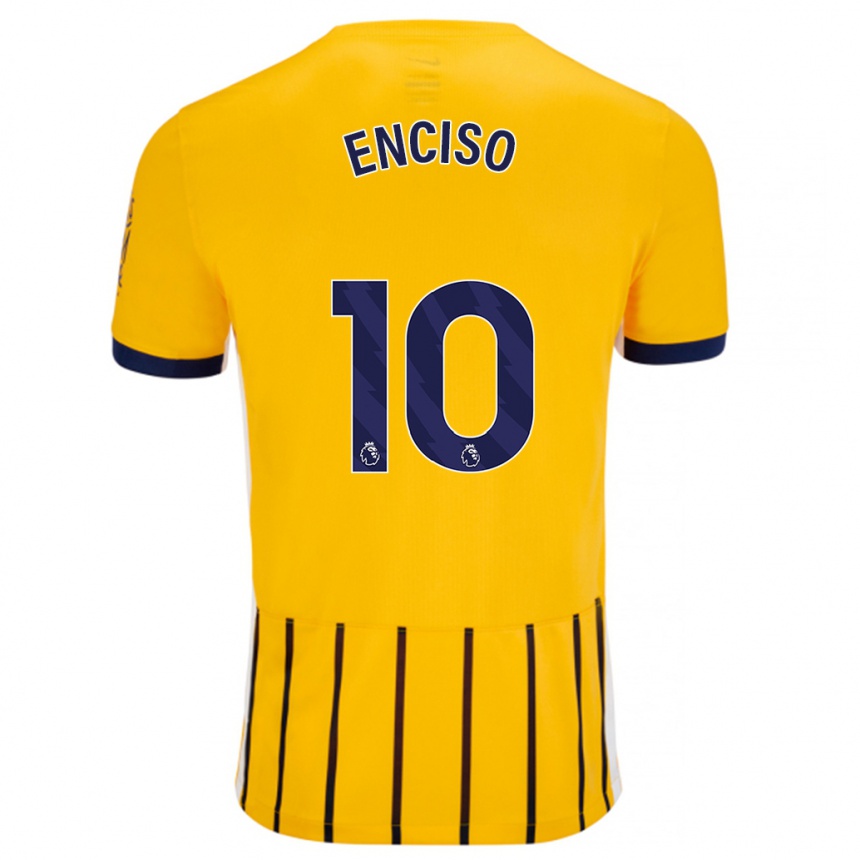 Hombre Fútbol Camiseta Julio Enciso #10 Dorado Azul Rayas 2ª Equipación 2024/25 Perú