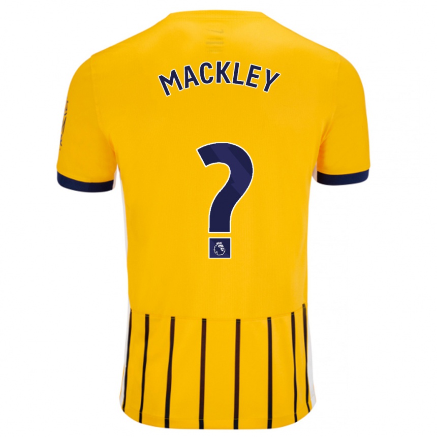 Hombre Fútbol Camiseta Callum Mackley #0 Dorado Azul Rayas 2ª Equipación 2024/25 Perú