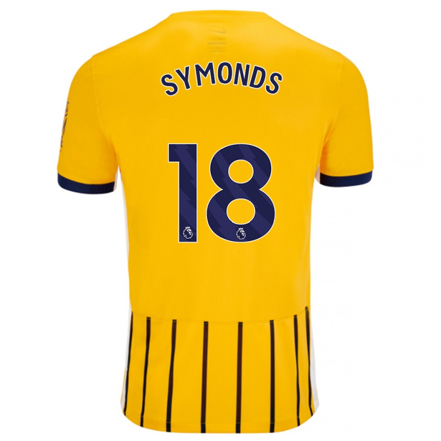 Hombre Fútbol Camiseta Maisie Symonds #18 Dorado Azul Rayas 2ª Equipación 2024/25 Perú