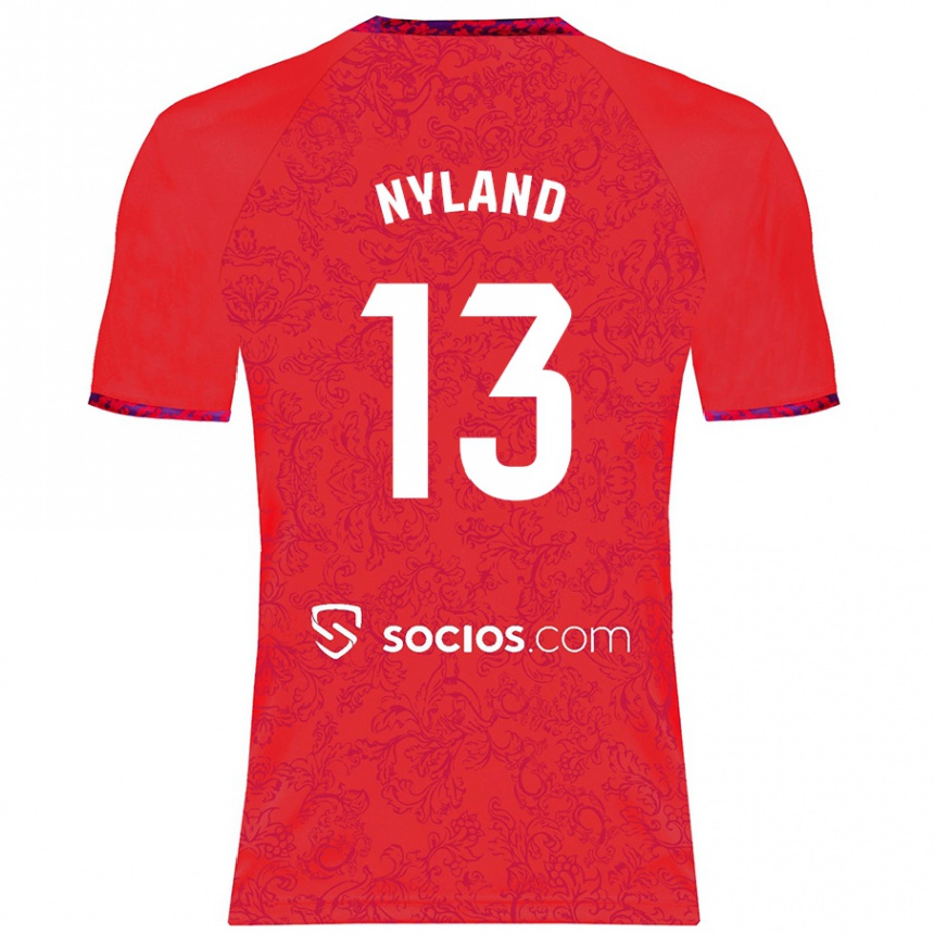 Hombre Fútbol Camiseta Ørjan Nyland #13 Rojo 2ª Equipación 2024/25 Perú