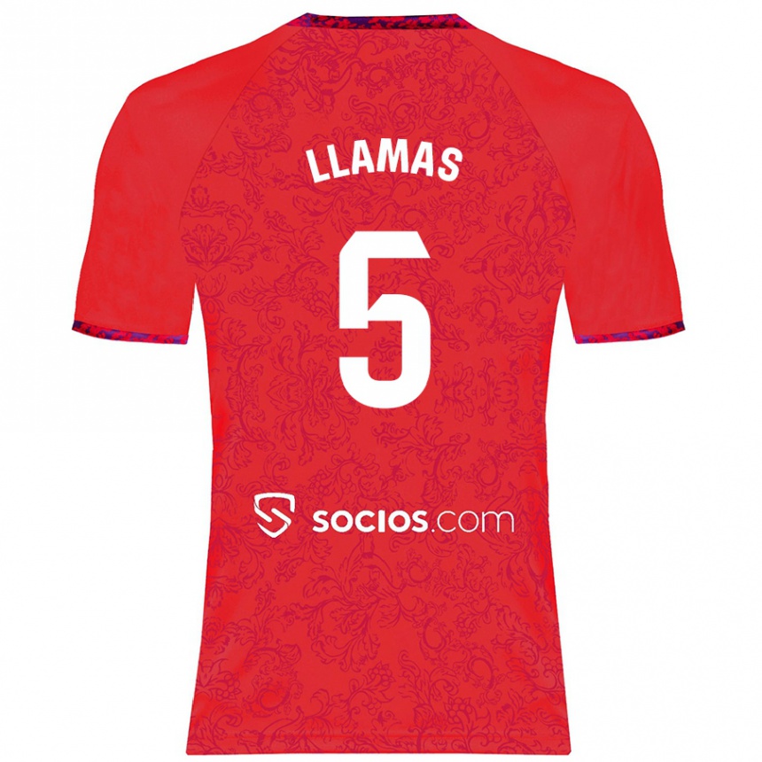 Hombre Fútbol Camiseta Eva Llamas Hernández #5 Rojo 2ª Equipación 2024/25 Perú