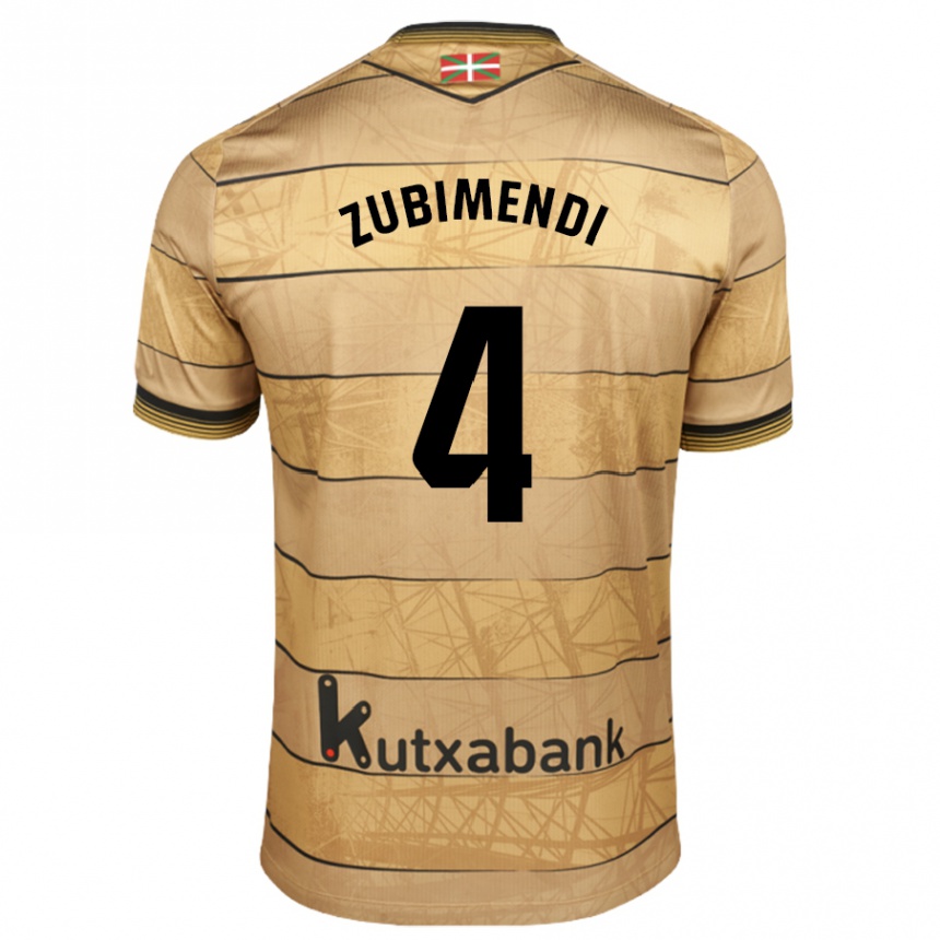 Hombre Fútbol Camiseta Martín Zubimendi #4 Marrón 2ª Equipación 2024/25 Perú