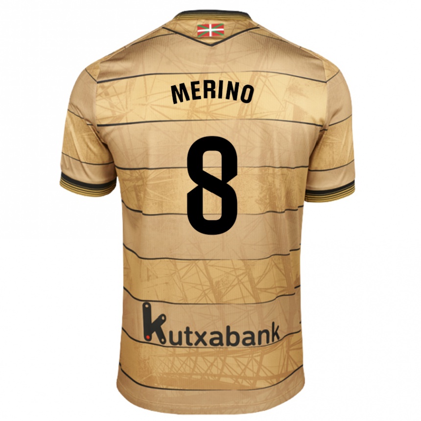 Hombre Fútbol Camiseta Mikel Merino #8 Marrón 2ª Equipación 2024/25 Perú