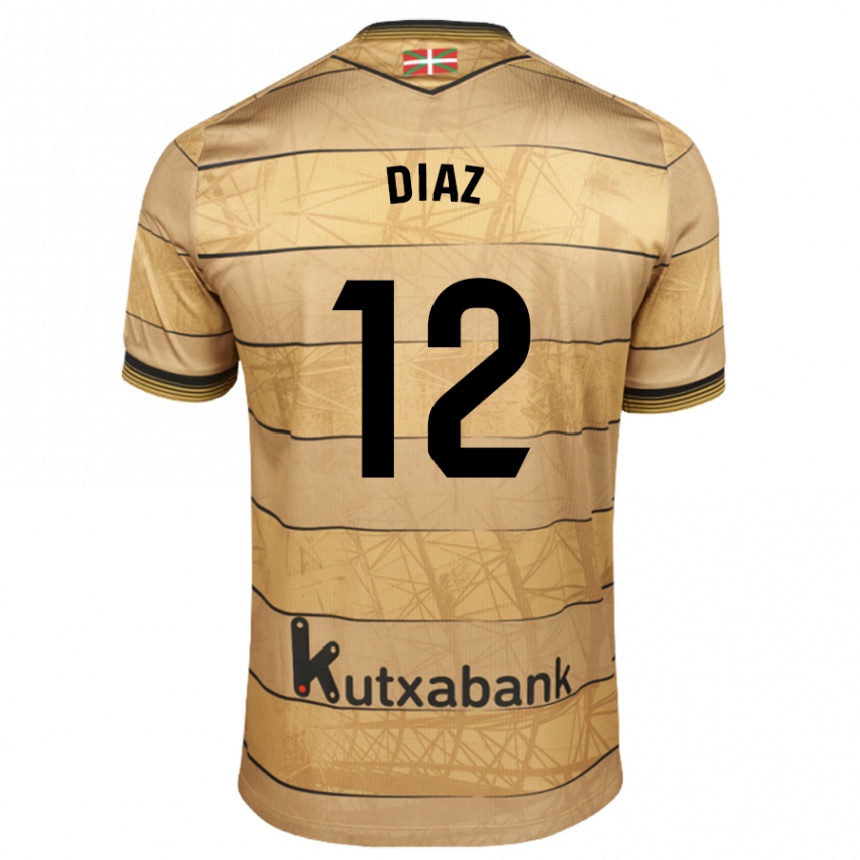 Hombre Fútbol Camiseta Ekain Díaz #12 Marrón 2ª Equipación 2024/25 Perú