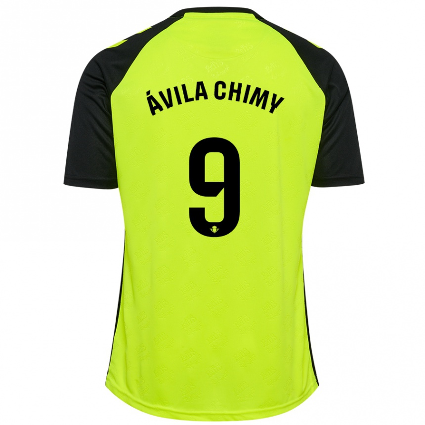 Hombre Fútbol Camiseta Chimy Ávila #9 Amarillo Fluorescente Negro 2ª Equipación 2024/25 Perú