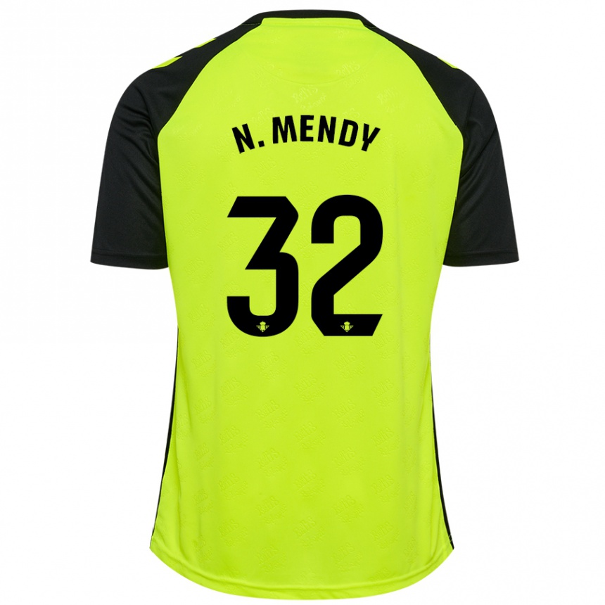 Hombre Fútbol Camiseta Nobel Mendy #32 Amarillo Fluorescente Negro 2ª Equipación 2024/25 Perú