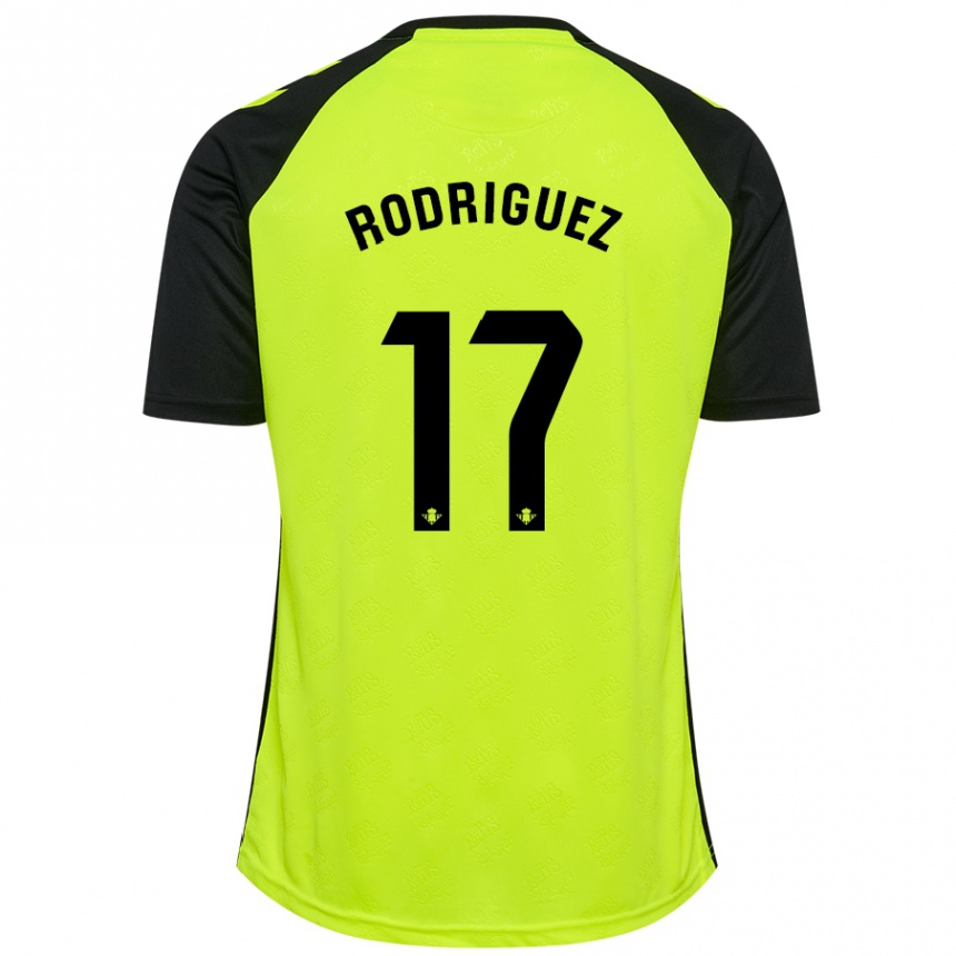 Hombre Fútbol Camiseta Jesús Rodriguez #17 Amarillo Fluorescente Negro 2ª Equipación 2024/25 Perú