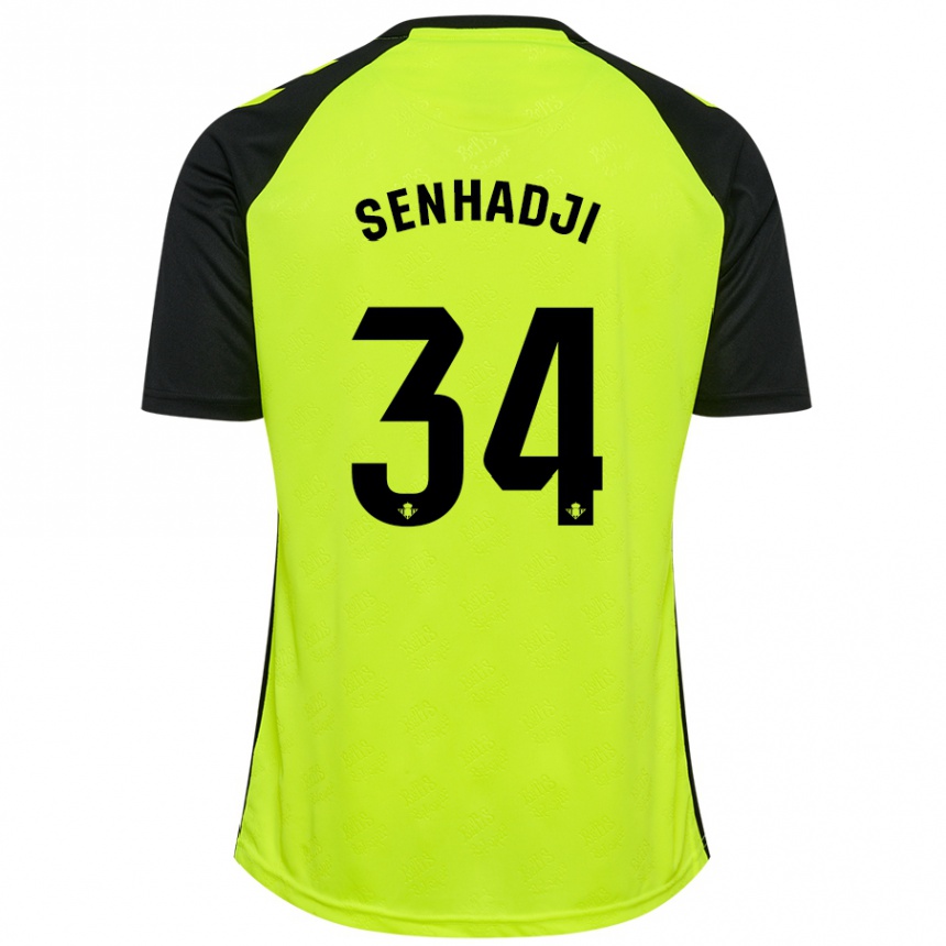 Hombre Fútbol Camiseta Yanis Senhadji #34 Amarillo Fluorescente Negro 2ª Equipación 2024/25 Perú