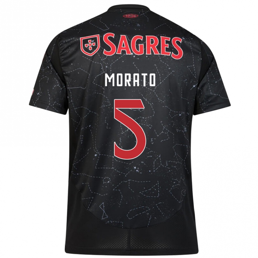 Hombre Fútbol Camiseta Morato #5 Negro Rojo 2ª Equipación 2024/25 Perú