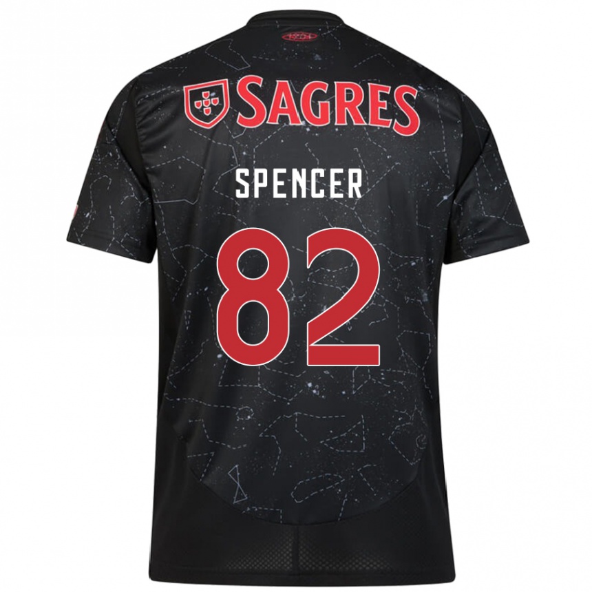 Hombre Fútbol Camiseta Diogo Spencer #82 Negro Rojo 2ª Equipación 2024/25 Perú