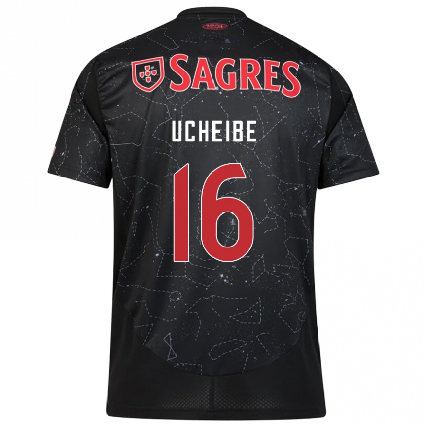 Hombre Fútbol Camiseta Christy Ucheibe #16 Negro Rojo 2ª Equipación 2024/25 Perú