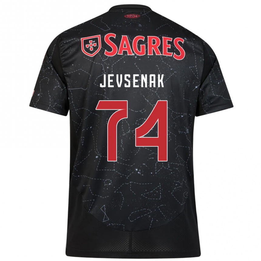 Hombre Fútbol Camiseta Zan Jevsenak #74 Negro Rojo 2ª Equipación 2024/25 Perú