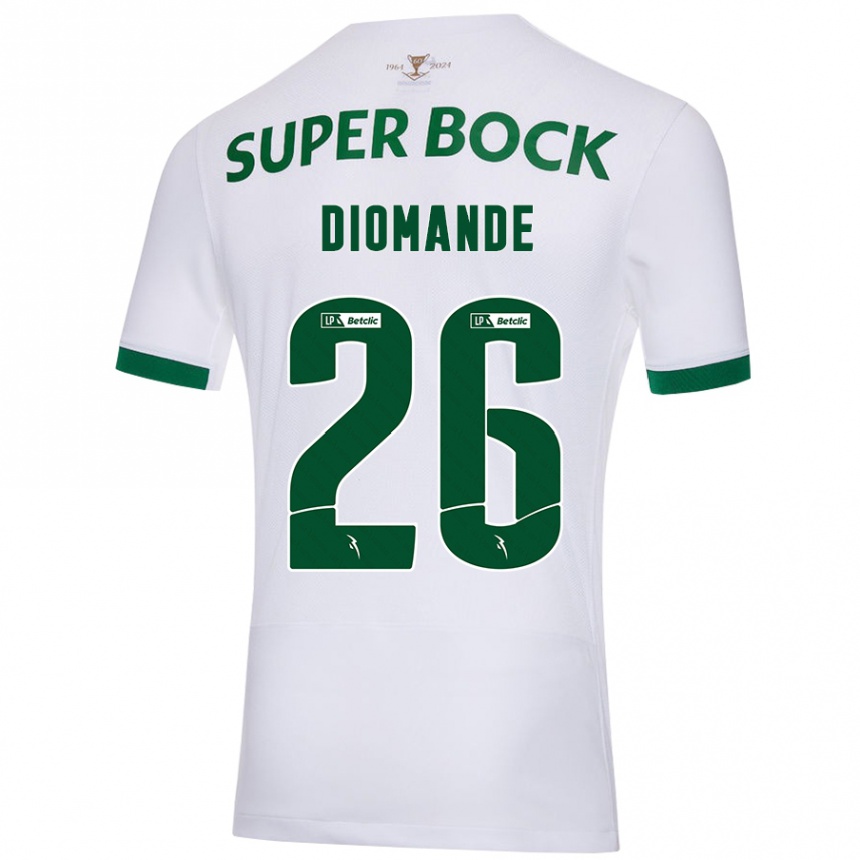 Hombre Fútbol Camiseta Ousmane Diomande #26 Blanco Verde 2ª Equipación 2024/25 Perú