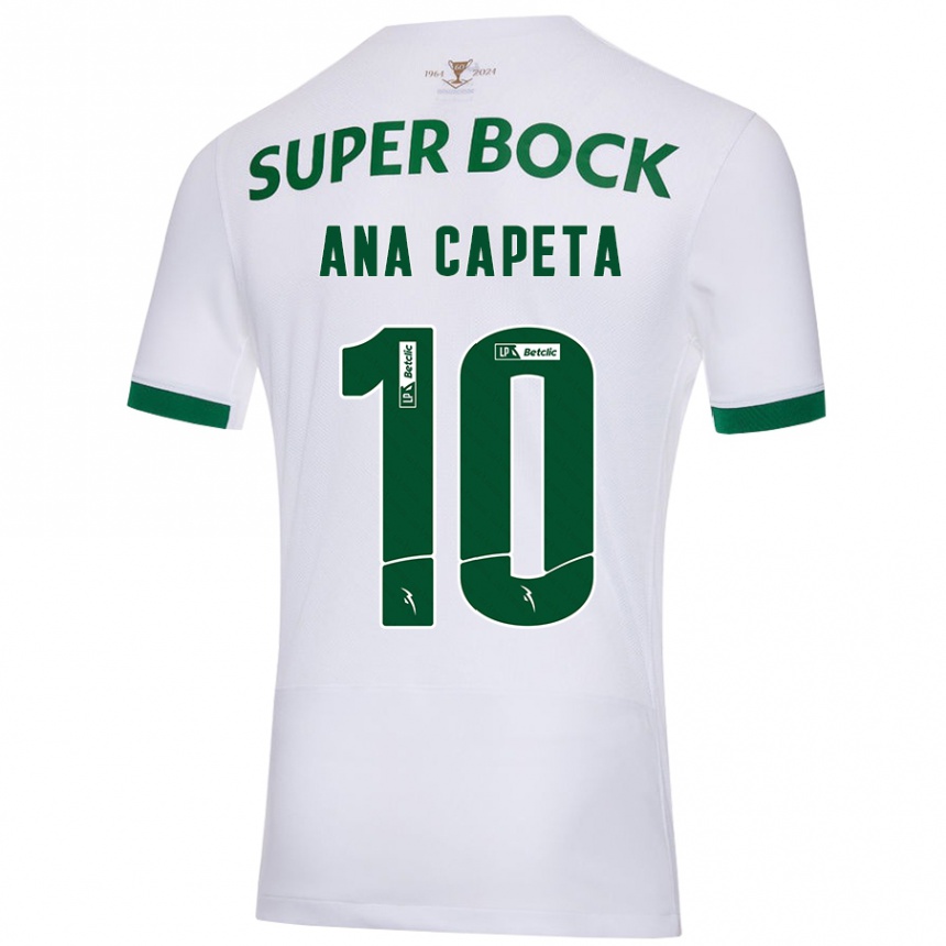 Hombre Fútbol Camiseta Ana Capeta #10 Blanco Verde 2ª Equipación 2024/25 Perú