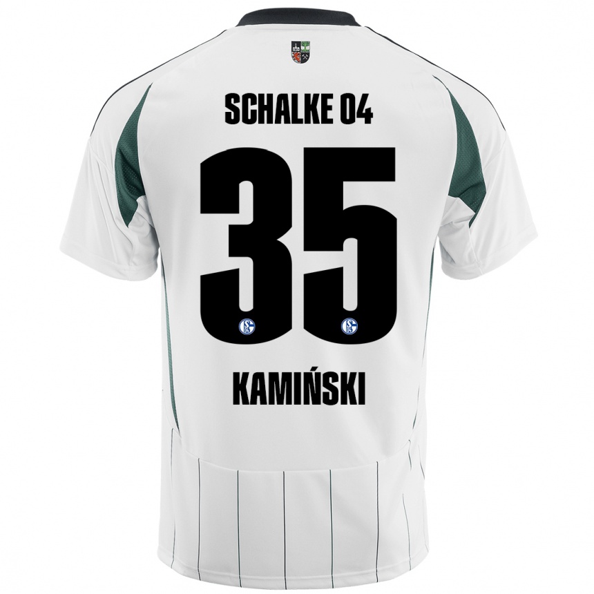 Hombre Fútbol Camiseta Marcin Kaminski #35 Blanco Verde 2ª Equipación 2024/25 Perú