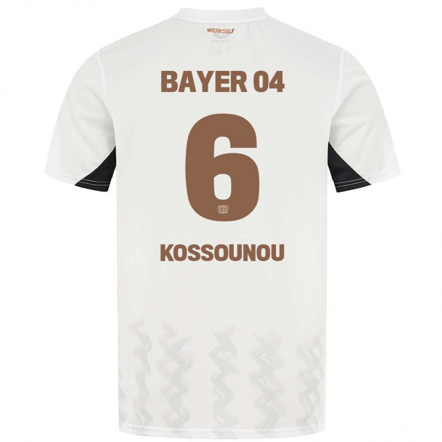 Hombre Fútbol Camiseta Odilon Kossounou #6 Blanco Negro 2ª Equipación 2024/25 Perú