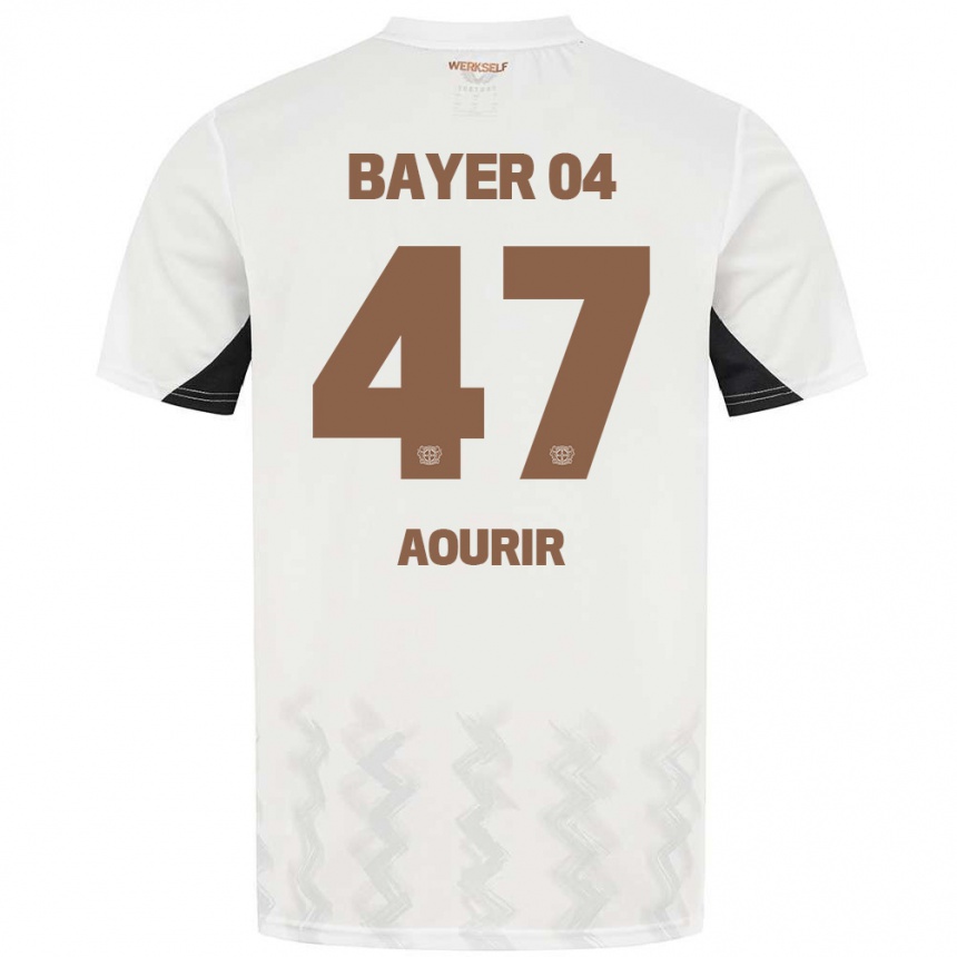 Hombre Fútbol Camiseta Ayman Aourir #47 Blanco Negro 2ª Equipación 2024/25 Perú