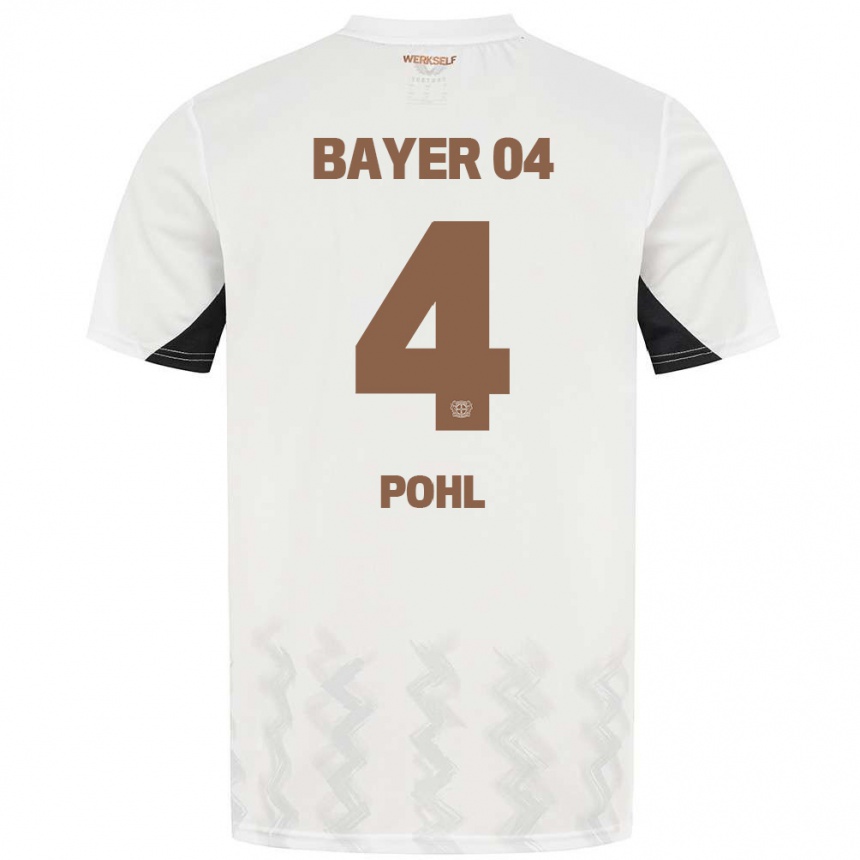 Hombre Fútbol Camiseta Ferdinand Pohl #4 Blanco Negro 2ª Equipación 2024/25 Perú