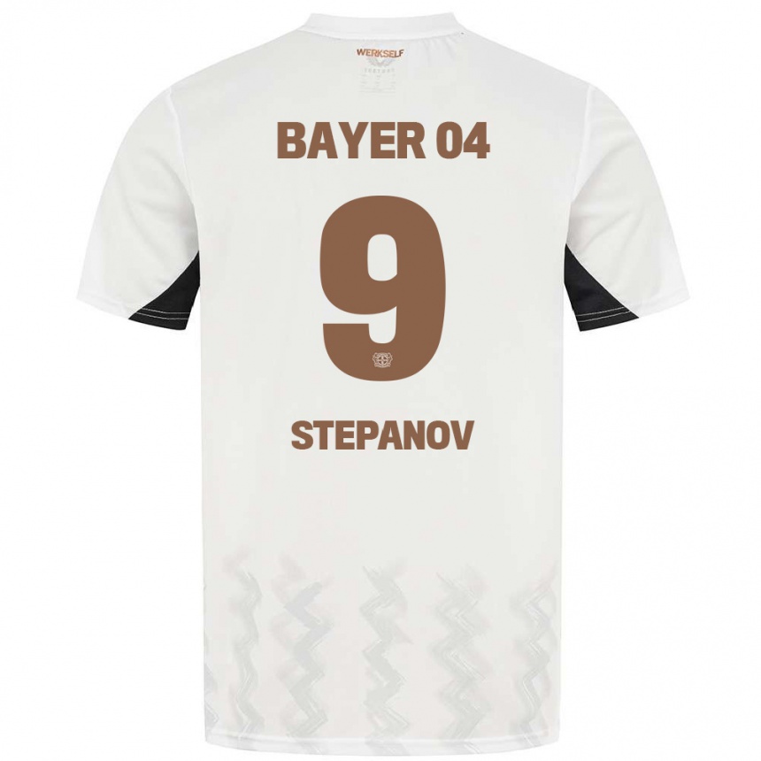 Hombre Fútbol Camiseta Artem Stepanov #9 Blanco Negro 2ª Equipación 2024/25 Perú