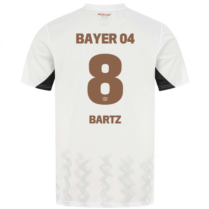 Hombre Fútbol Camiseta Paulina Bartz #8 Blanco Negro 2ª Equipación 2024/25 Perú