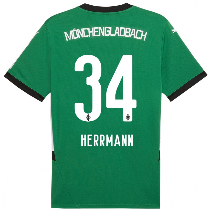 Hombre Fútbol Camiseta Charles Herrmann #34 Verde Blanco 2ª Equipación 2024/25 Perú