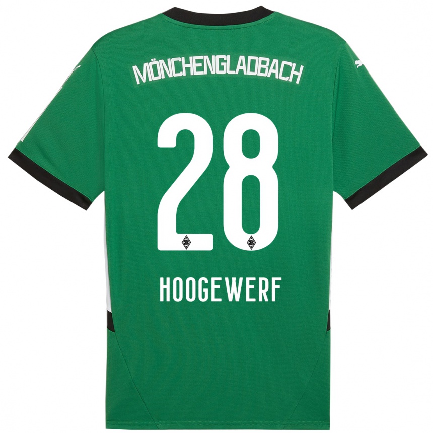 Hombre Fútbol Camiseta Dillon Hoogewerf #28 Verde Blanco 2ª Equipación 2024/25 Perú